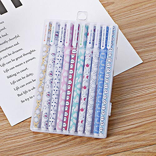SUPERTOLL 0.38 Ballpoint Pen Black Gel Pen Colorful 10 Colors Cute Cartoon Pens Stationery for School Office 10Pcs/Set（Baymax）