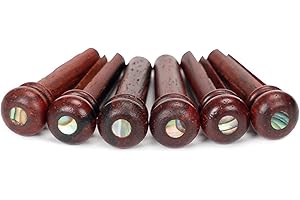 Miwayer Cocobolo Wood Guitar Bridge Pins Replacement Parts Brown for 6 & 12 String Acoustic Guitar (Small Abalone Dot)