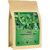 FullChea Peppermint Tea Bags, 50 Counts, Te De Menta, Non-GMO | Pure Menta Piperita, Refreshing &amp; Minty, Caffeine-Free, Freshen Breath &amp; Aid Digestion, No Additives, Resealable Pouch