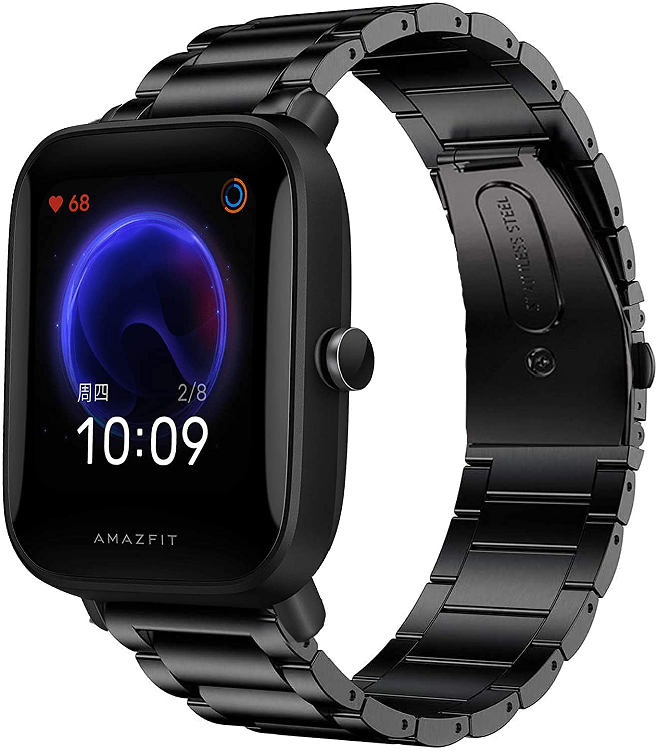 Giaogor Compatible with Amazfit Bip U Bands, Stainless Steel Metal Replacement Strap Bracelet Compatible with Amazfit Bip U Smartwatch (Black)