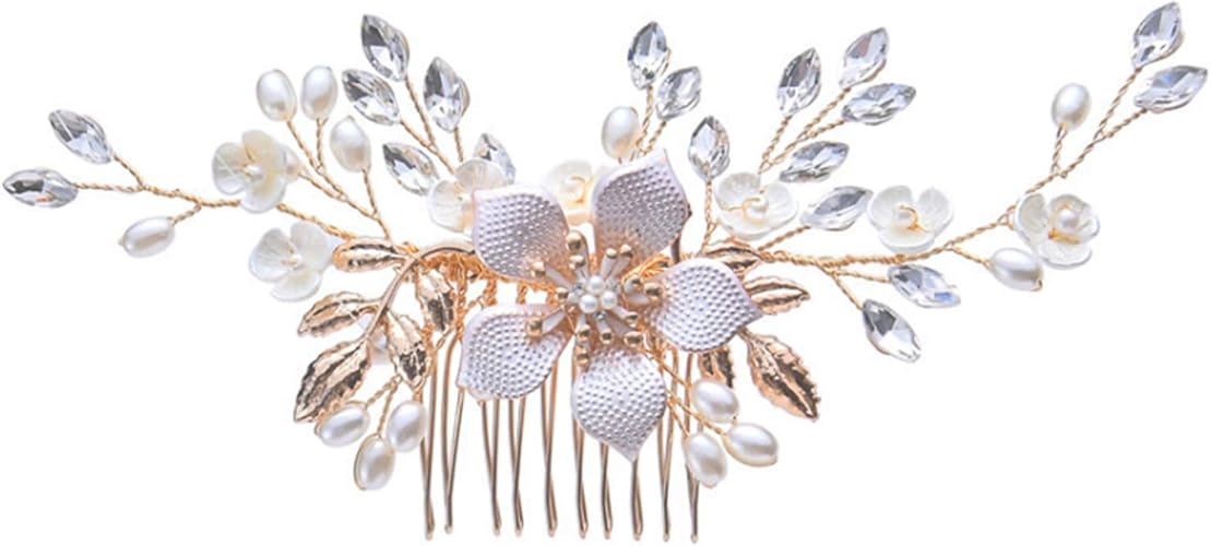 Amazon ヘッドドレス ウェディング ヘアアクセサリー パール フラワー ブライダル ヘッドドレス 髪飾り 結婚式 披露宴 ダンス パーティー 和装にも リーフ髪飾り 花 小枝モチーフ カチューシャ ヘアバンド 通販