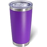 AIANJI 20oz Tumbler Bulk Stainless Steel Tumblers with Lid Vacuum Insulated Double Wall Travel Coffee Mug Powder Coated Tumbler Cup for Hot and Cold Drinks(Purple, 1 pack)