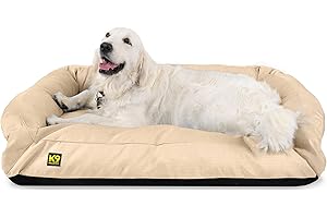 K9 Ballistics Tough Bolster Nesting Pillow Large Sofa Dog Bed with Removable Washable Cover - Durable, Water Resistant with Nonskid Bottom 40"x34", Sandstone