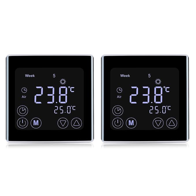 2 Stück Digital Thermostat Heizung Raumthermostat Wandthermostat Smart Programmierbares Heizkörper-Thermostat für elektrische