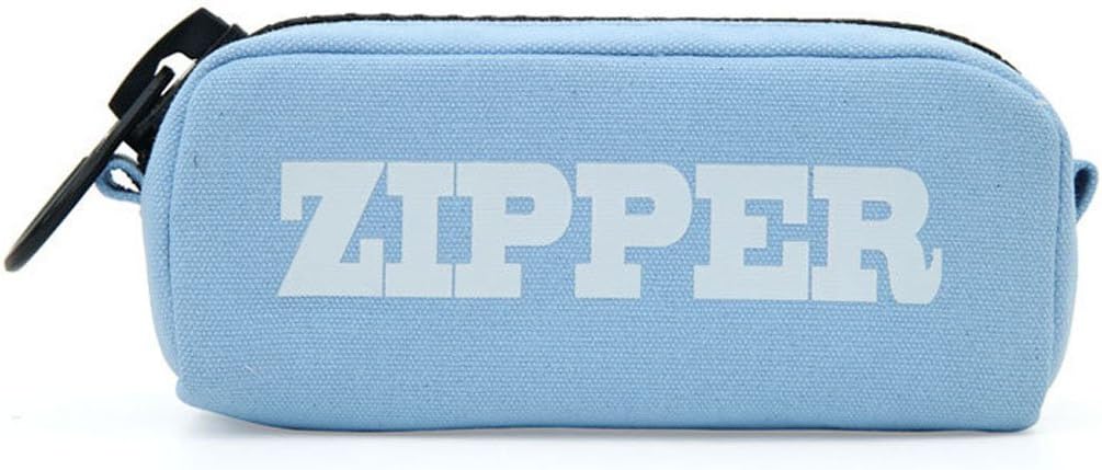 Novias Large Capacity Zipper Pure Candy Color Canvas Pencil Bag Pencil Box Pencil Holder Stationery Storage Bag(Blue)