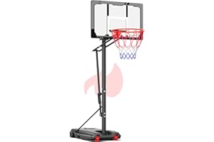 Mayfire Kids Basketball Hoop Adjustable Height 4-8.5 FT, Portable Basketball Goal System with 33" Shatterproof Backboard for Kids Youth Teens in Driveway, Backyard, Outdoor Play