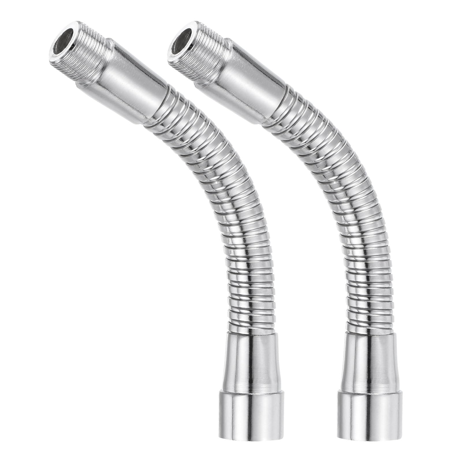 PATIKIL 6" Microphone Gooseneck, 2Pcs 5/8"-27 Thread Metal Universal Hose Flexible Arm Gooseneck Tube Extension for Multifunction DIY, Silver Tone