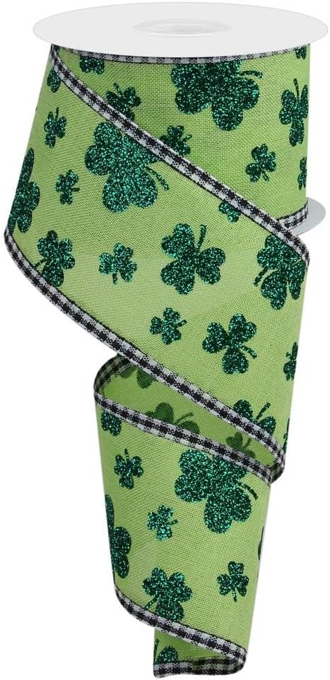 Bows & Ribbons - Glitter Shamrocks Gingham Edge Ribbon - 2 1/2