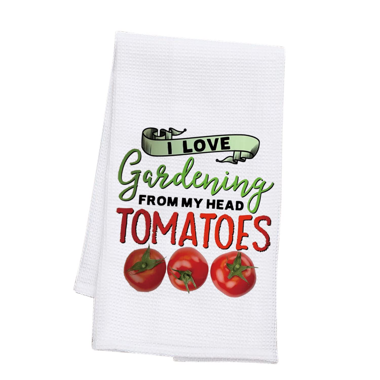 PLITI Funny Tomato Kitchen Towel Gardener Gift Plant Lover Dish Towel I Love Gardening From My Head Tomatoes Tea Towel(Gardening Tomatoes TWU)