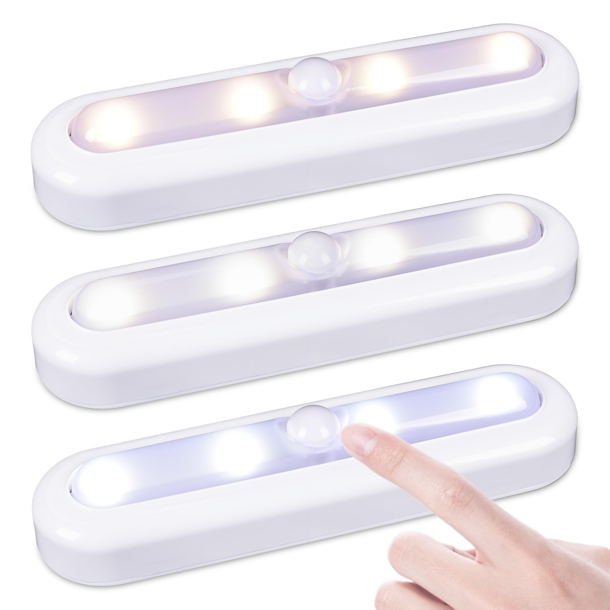Photo 1 of **ONLY TWO LIGHTS**STAR-SPANGLED 3 Pack 7” Dimmable Push Tap Lights, Stick on LED Touch Lights AAA Battery Operated for Kitchen, Closet, Under Cabinet, 3 Color Modes