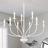 9-Light White Chandeliers for Dining Room 30 Inch Foyer Chandeliers for High Ceilings Candle Chandeliers Lighting Fixtures Mi