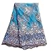 5 Yards African Lace Fabrics Nigerian French Beaded Tulle Fabric (Blue)