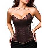 EHSUYAB Womens Satin Overbust Lace Up Sexy Corset Top | XS-6XL, 15 Steel Boned Shapewear Bustier Formal Evening Party Wedding Guest Outfits Going Out Halloween