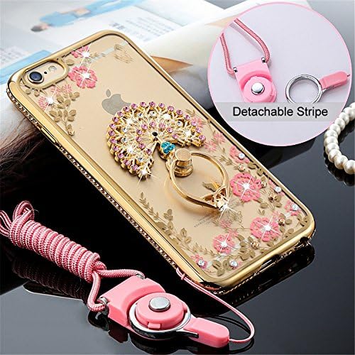 iPhone 6s Case, iPhone 6 Case, Deluxe Edition Rhinestones Soft Cases with Ring Holders &amp; Hand Straps for iPhone6 iPhone6s (4.7")