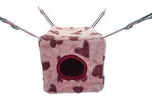 neolun Ferret Cube Hammock Hanging Bed for Ferrets Rats Chinchilla Sugar Gliders or Other Small Animals Three-Door Hammock(Pink)