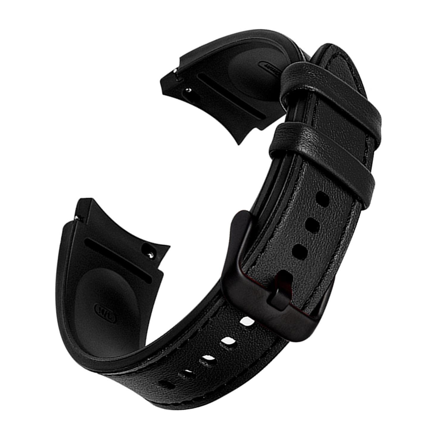 Photo 1 of Abanen Watch Band for Samsung Galaxy Watch 5 40mm/44mm, Galaxy Watch 6 40mm/44mm, Soft Genuine Leather Hybrid Silicone Sweatproof Wristband Strap for Galaxy Watch 4 40mm/44mm (Black)
