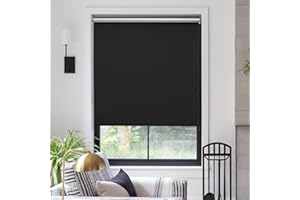 MYshade Free-Stop Cordless Roller Shades for Windows Room Darkening Roller Shades & Blinds Same Color Both Sides Fabric Pull Down Shade for Home Office Indoor Easy to Install Black(36" W X 72" H)
