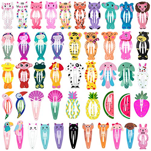 Dlala 50pcs Hair Clips No Slip Metal Snap Hair pins Barrettes Cartoon Animal Pattern Design for Girls Women Kids Toddlers Pets - Thumbnail 7