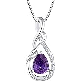 STARCHENIE Infinity Teardrop Pendant Necklace for Women 925 Sterling Silver Birthstone Jewelry