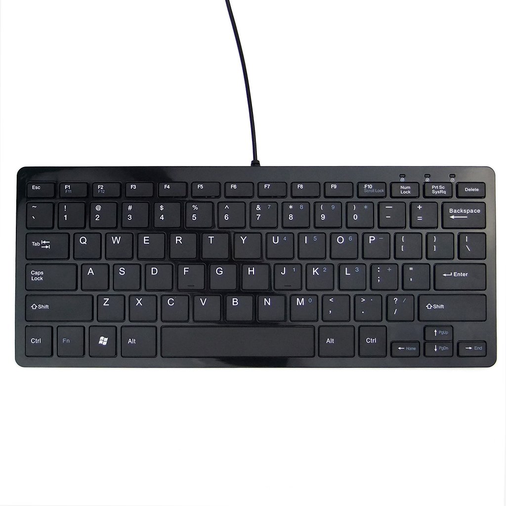 Meiego Super Slim USB 2.0 Mini Keyboard 78 Key Black Small Compact Thin Laptop PC Keybord for Windows 7 XP Vista