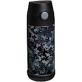Snug Insulated Kids Water Bottle with Straw & Spout – Double-Wall Stainless Steel, Leakproof, Easy-Flip Lid – For School, Travel, Toddlers & Big Kids - Black Digi Camo, 12oz