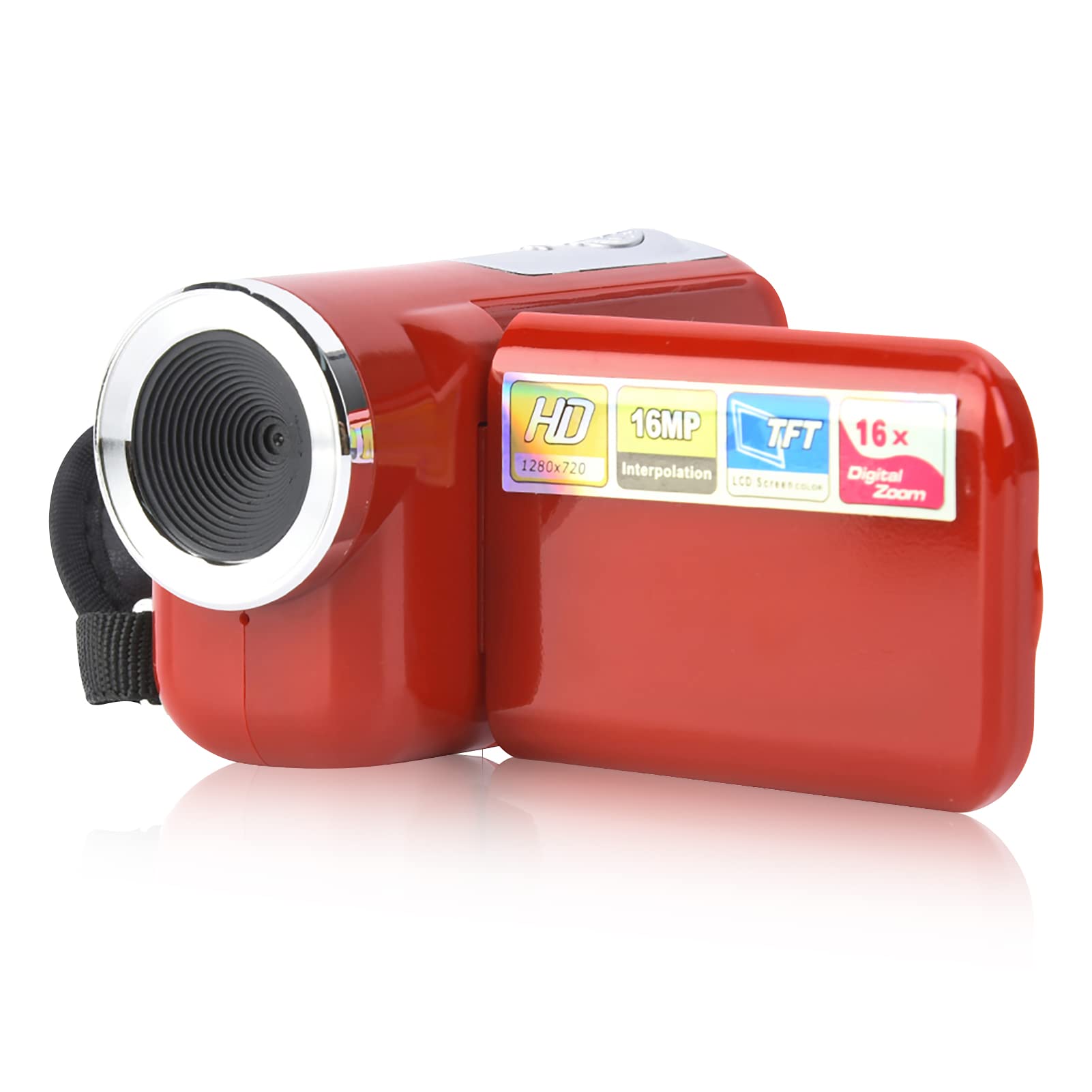 Kids Digital Video Camera, 1080P 16M 16X Digital Zoom DV Recording Camcorder with 2Inch TFT LCD Sceen for Photography Shooting(Red)