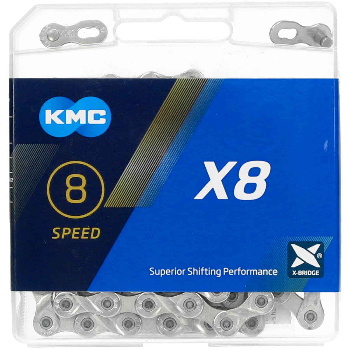 KMC Bike Chain X8, High Performance Bicycle Chain, Unbeatable Durability & Easy Mounting With X-Bridge Outer Plate, Shifting Performance Bicycle Chain, Multi-Speed Bike Chain, 1/2" X 3/32" - 114 links