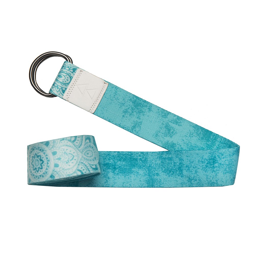 Yoga Design Lab | THE YOGA STRAP | Luxurious, Extra long, Super soft, Eco Printed | Studio Quality, Adjustable | Safely Stretch Further and Hold Longer | 240cm Long (Mandala Turquoise)