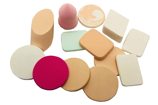 eS3kube Make Up Beauty Blender Sponge Puff for Powder, Concealer and Foundation Application (Color and Design As Per Availability) - Set of 13 Pieces