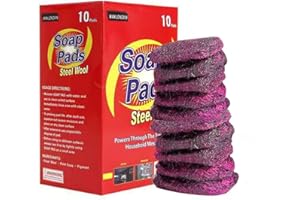 10 Pack Steel Wool Soap Pads,Pre-Soaped Metal Cleaning Pads,Used for Dishes, Pans, Ovens and Pots, Scouring Tough Kitchen Gre