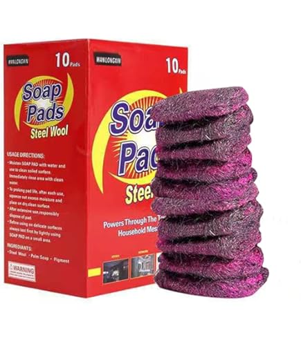 Tampons à Récurer En Laine D'acier Savonneuse, 20 Pièces, Pour Nettoyer Les Poeles Et Les Cuisinieres Degraissage Efficace