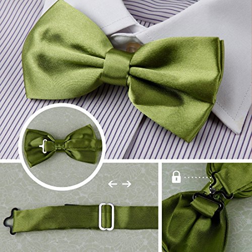 DBF2001 Mens Bow Tie Red,Grey,Purple,Green,Brown Solid Poly Pre-tied Bow tie Gift Box Set 5T By Dan Smith