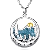 Dralox Mountain Necklace for Women,925 Sterling silver Pendant Necklace in Turquoise Chips, Dainty Nature Necklaces Jewelry for Skiers, Hikers, Campers, Climbers and Nature Lovers