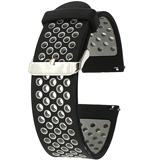 Correas de silicona EL-move, 18mm,20mm,22mm 24 mm (Black Grey 24MM)