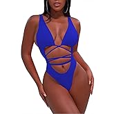 Sovoyontee 2026 Women's Sexy Cheeky One Piece Swimsuits High Cut Thong Bikini Bathing Suit Monokini