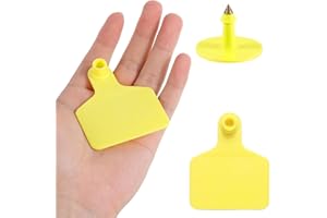GMXZX 100PCS Blank Large Size Plastic Livestock Ear Tags for Cattle, Sheep, Goats, Pigs - Yellow