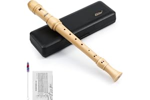 Eastar Soprano Beginners Recorder Baroque fingering C Key Maple Descant Recorder Instrument for Kids Adults, 3 Piece Recorder With Hard Case, Fingering Chart, Cleaning Kit, ERS-31BM
