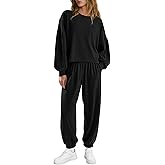 Yanekop Womens Matching Lounge Sets 2 Piece Outfits Jogger Sets Casual Long Sleeve Shirt Pants Set Airport Travel Outfit