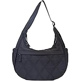 JANKS Small Puffer Crescent Shoulder Bag for Women, Nylon Quilted Puffy Crossbody Purse, Cute Hobo Shoulder Handbags