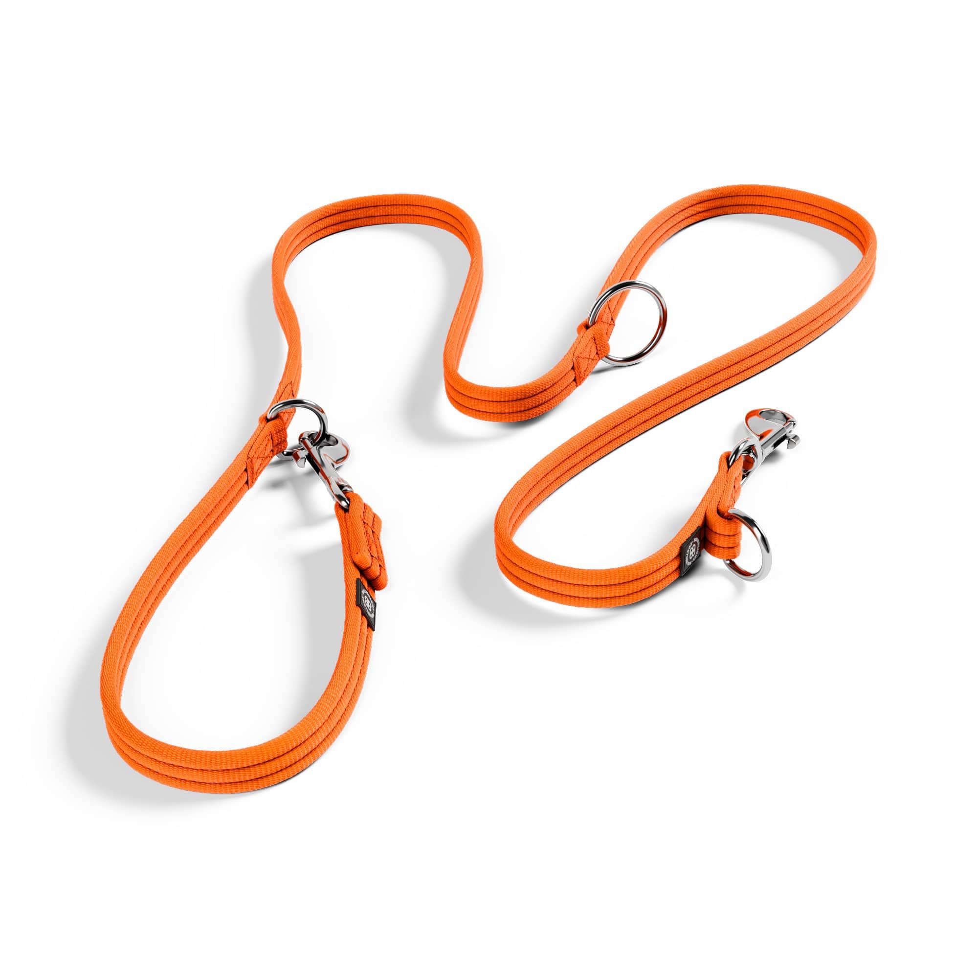 BullyBillows Double Ended Dog Lead - Multi-Functional Lead for Obedience or Distance Work - Medium to Long Length - Orange