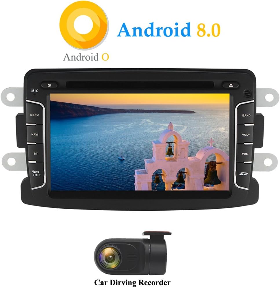 XISEDO Android 8.0 In-Dash 1 Din 7" Car Stereo 8-Core Autoradio RAM 4G ROM 32G Head Unit Car Radio with DVD Player for Dacia Sandero/Renault Duster/Renault Captur/Lada Xray 2/ Logan 2 (with DVR)