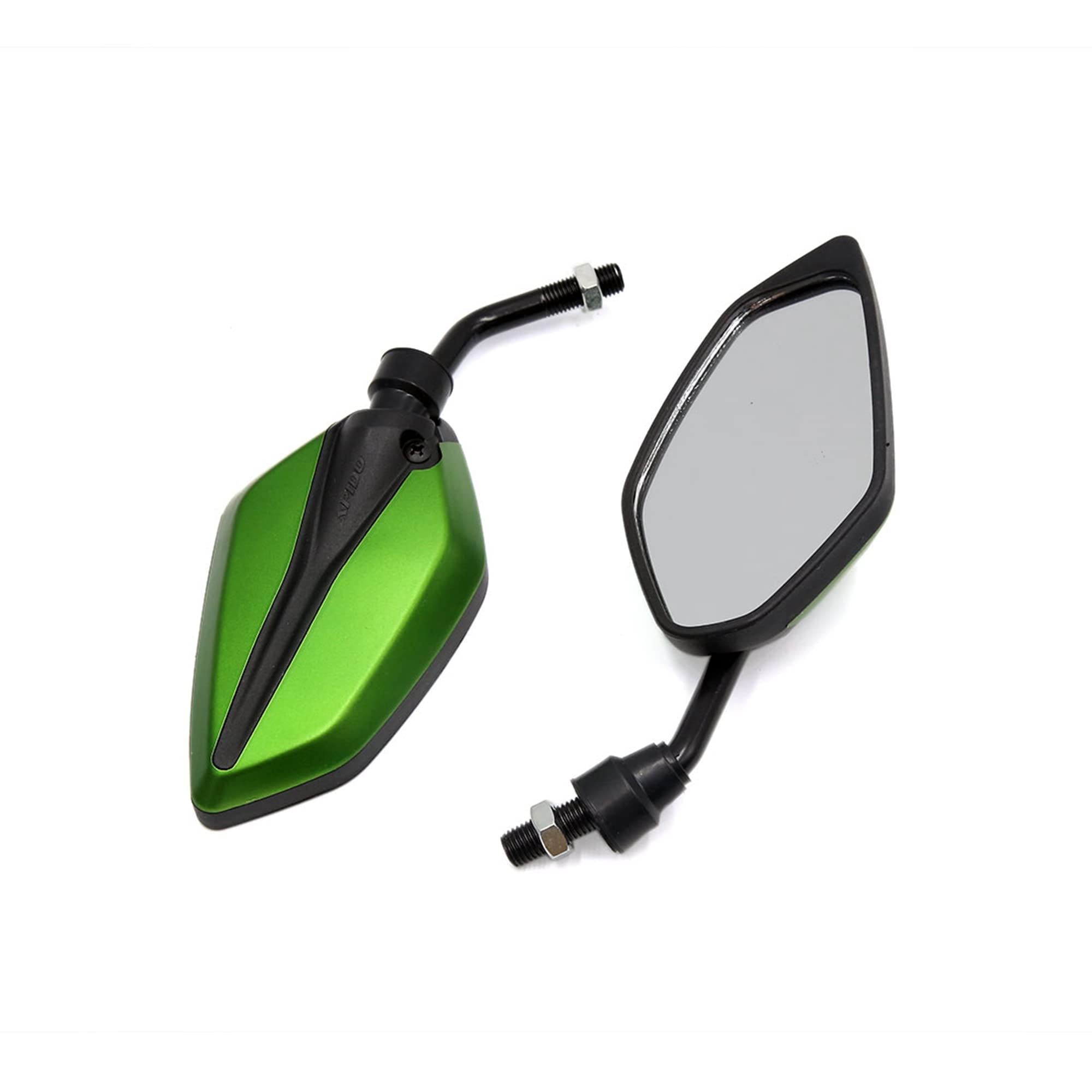 sourcingmap Pair Green Adjustable Polygon Rear Side View Mirror for Motorbike