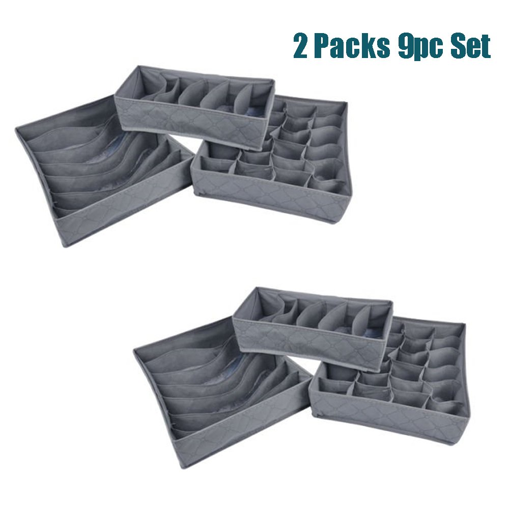 Ardisle 2 Packs Of 3pc Underwear Sock Tie Storage Organizer