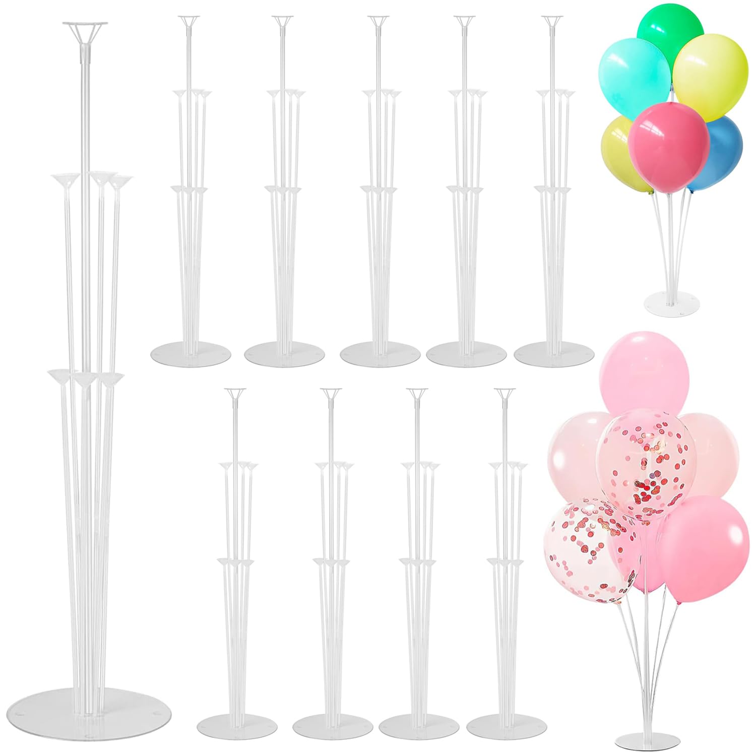Photo 1 of 10 Sets Balloon Stand Kit, balloon sticks Holder with base for Table and floor, Birthday Wedding Party Decorations