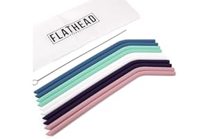 Flathead Products Regular Size Reusable Silicone Drinking Straws | Premium, Multi-Colored and Friendly Straw | Best for Parti