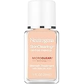 Neutrogena SkinClearing Oil-Free Acne and Blemish Fighting Liquid Foundation with Salicylic Acid Acne Medicine, Shine Controlling, for Acne Prone Skin, 80 Medium Beige, 1 fl. oz