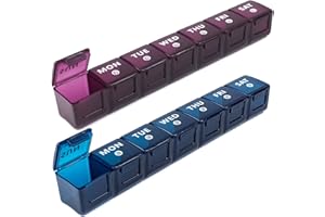 MOSSIME 2-Pack Weekly Large Pill Organizer for Travel, 7 Day Pill Boxes and Organizer, Big Compartments Pill Case AM PM,14 Day XL Medication Organizer Dispenser for Fish Oils, Vitamin Holder Supplement