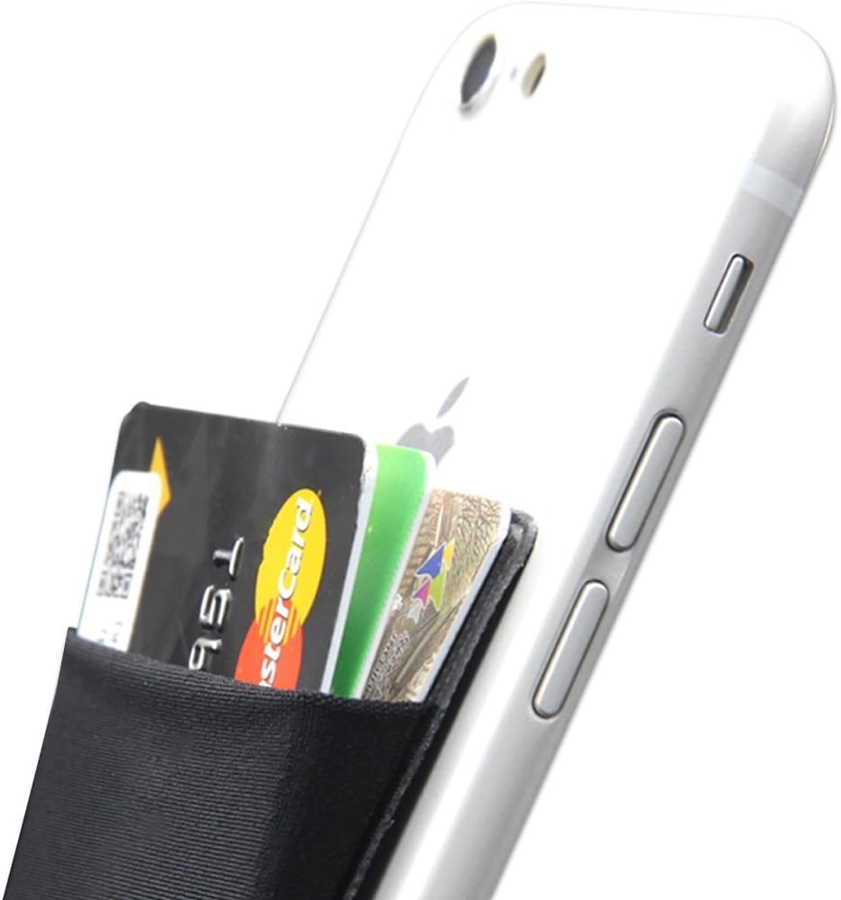 Cell Phone Adhesive Card Holder, Alope (TM) Ultra Slim Wallet Case Pouch Stick-on ellphone Such As iPhone Andriod (Black)