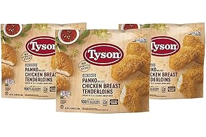 NOS Tyson Uncooked Panko Breaded Chicken Breast Tenderloins | All Natural, 3 Pack (5 Lbs Each, 15 Lbs Total) | 20g Protein | By Gourmet Kitchn