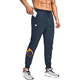 FOGFIRE Mens Fleece Lined Joggers with Zipper Pockets, Water Resistant Winter Sweatpants for Hiking, Running, Gym